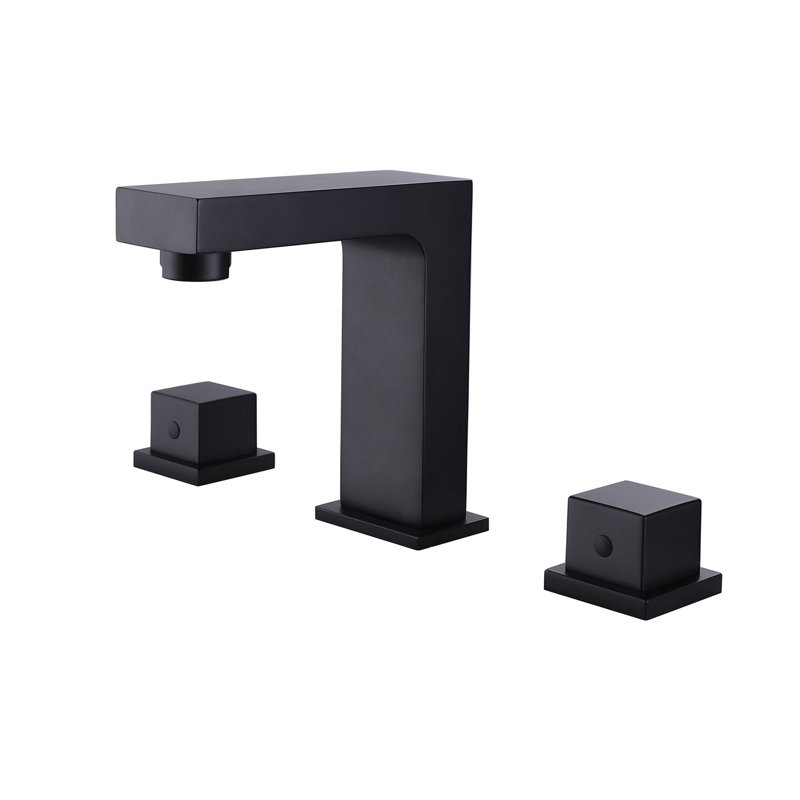 7.88" Solid Brass Double Handle Widespread Bathroom Sink Faucet, Matte Black