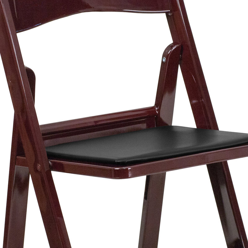 Thornfeldt Upholstered Folding Event Chairs with Padded Seats, Red Mahogany 