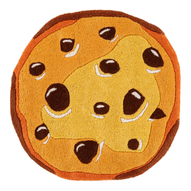 Tapis unique en laine pour enfants, Rond 2 pi