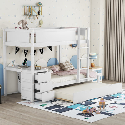 Sotion Solid Wood Standard Bunk Bed with Trundle by Harriet Bee
