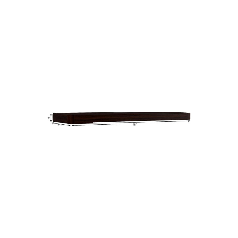 48" Espresso Solid Wood Wall Mounted Floating Shelf