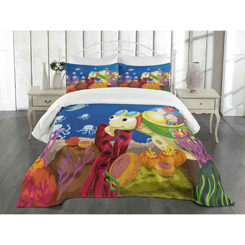 Multicolore ensemble de couvre-lit Ambesonne, Couvre-lit pour très grand lit + 2 taies décorat