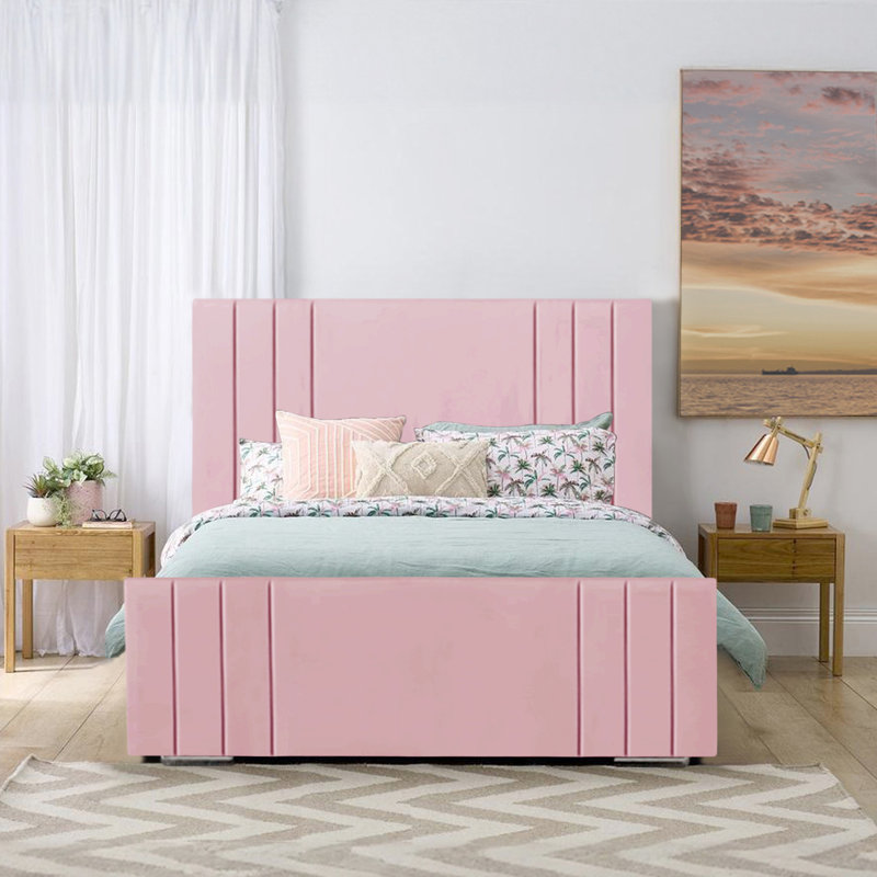 Aalyan Upholstered Bed, 145 x 211 cm, Pink