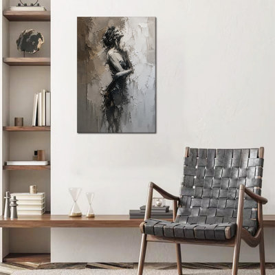 Abstract Heavy Texture Elegant Woman Back Palette Knife Canvas Wall Art for Bedroom