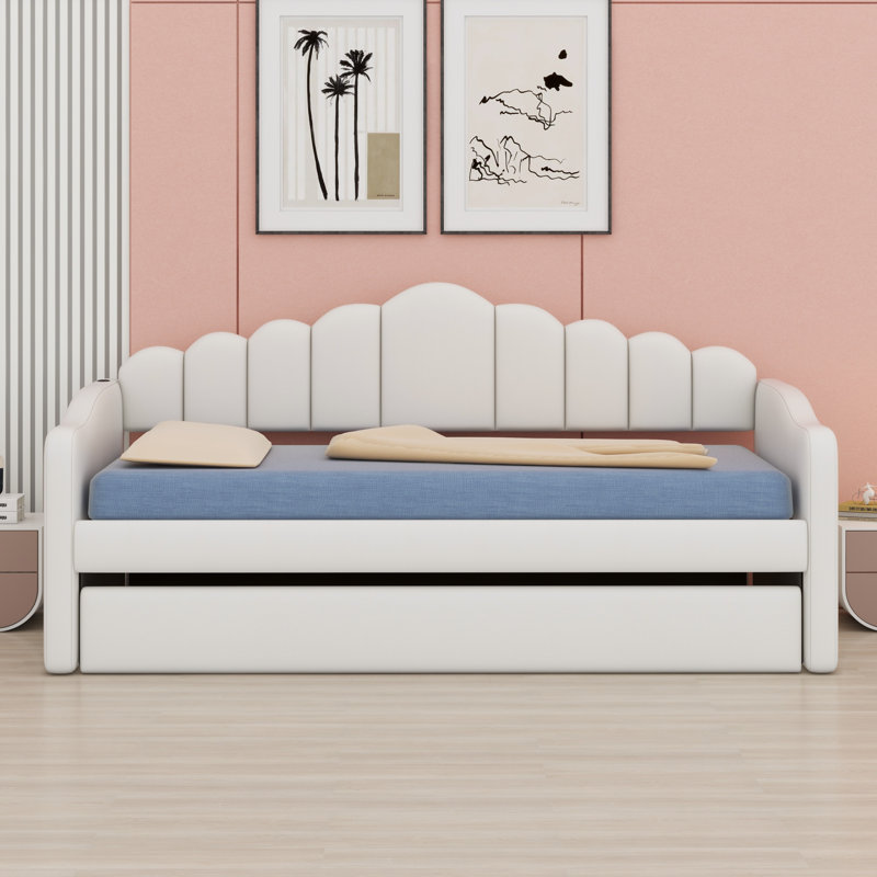 Lit de jour rembourré avec couchette, Beige