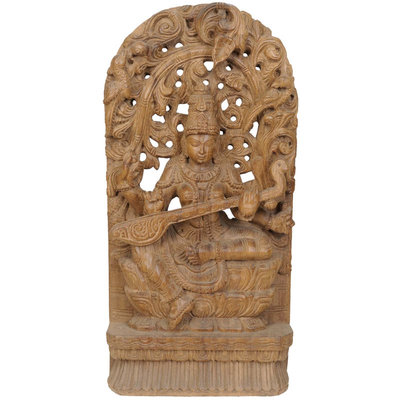 Déesse Saraswati avec auréole floral