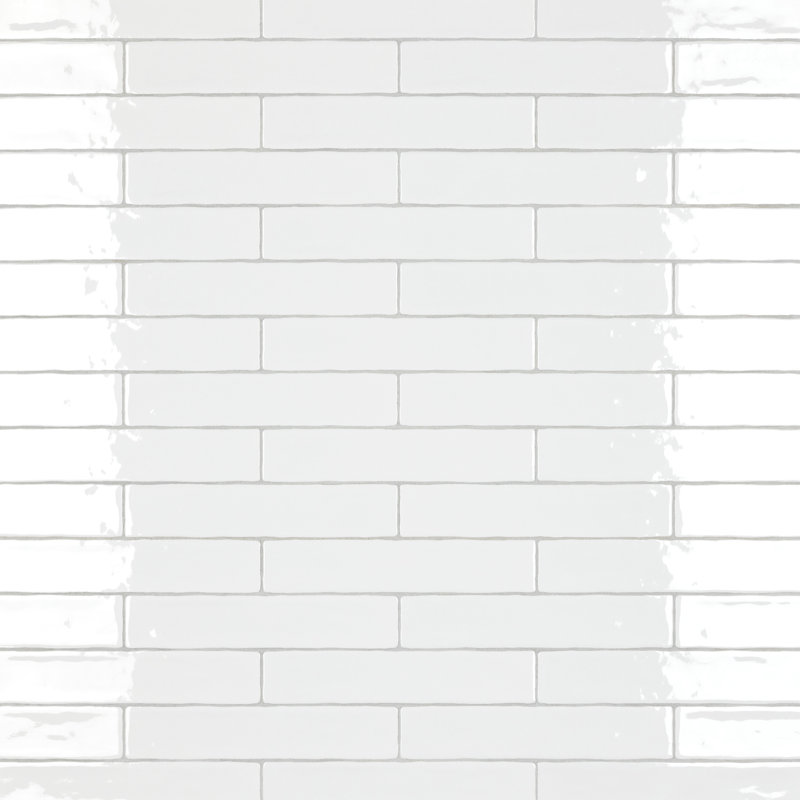 Chester 2" x 10" Ceramic Brick Look Subway Tile, Glossy White