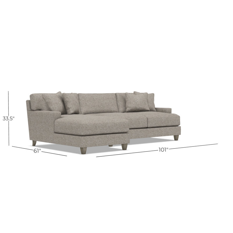 Mila Chaise Sectional, Beige Polyester, 33.5" H x 101" W x 61" D, Left Hand Facing
