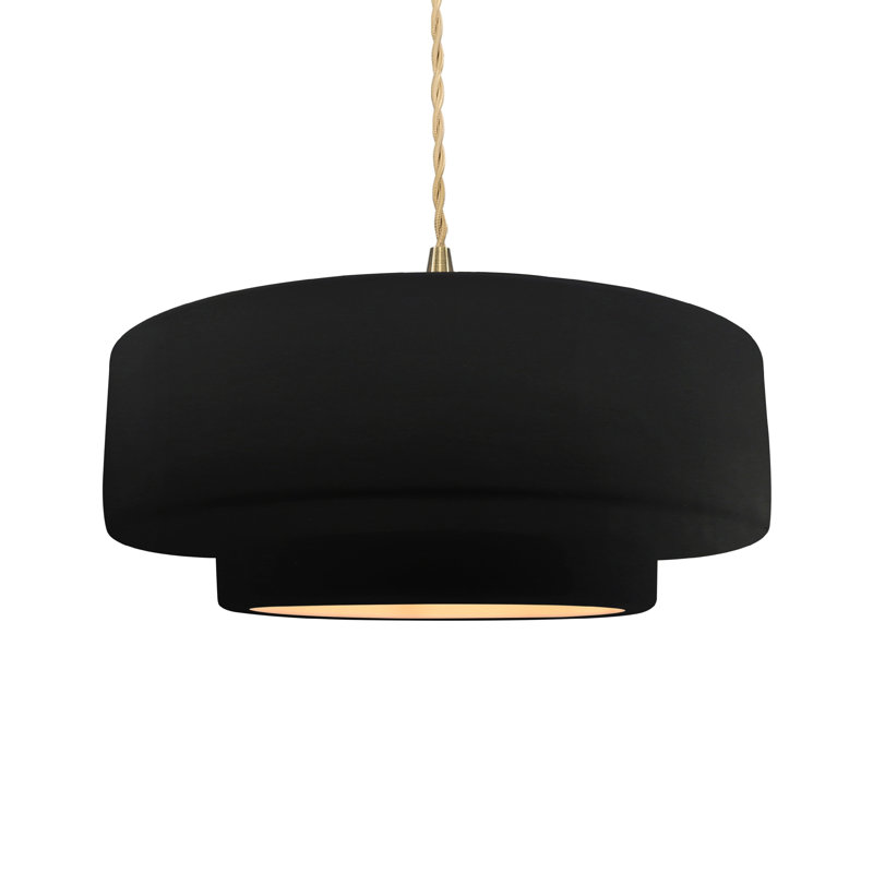 Luminaire suspendu à 1 lumière Meydan, H 6 po x l 16,25 po x P 16,25 po, Noir carbone mat / or champagne, Laiton brossé