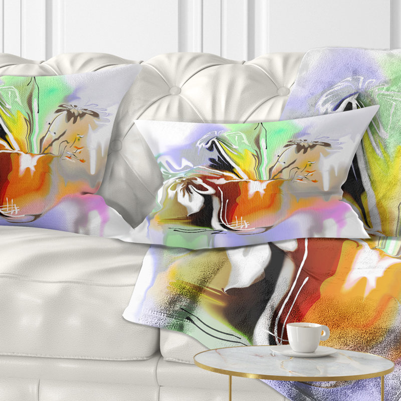 Coussin décoratif floral bouquet de fleurs abstraites