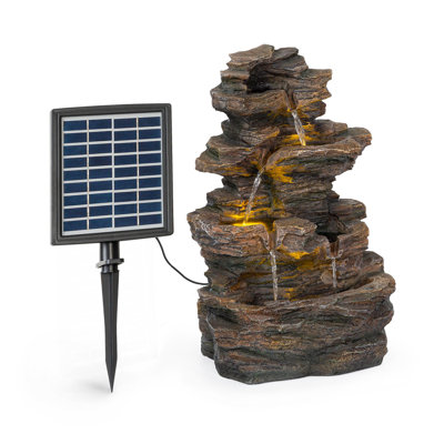 Solarbetriebener Brunnen Messina aus Polystein mit Licht