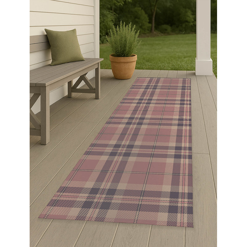 Vinny Tartan Non-Slip Outdoor Rug, Runner 2'6'' x 8'