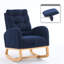 Chaise berçante classique rembourrée avec repose-pieds réglables-1072983778