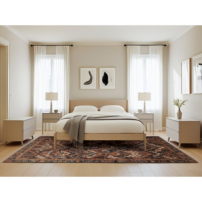 Machine Washable Persian Brown Area Rug, Rectangle 5' x 8'