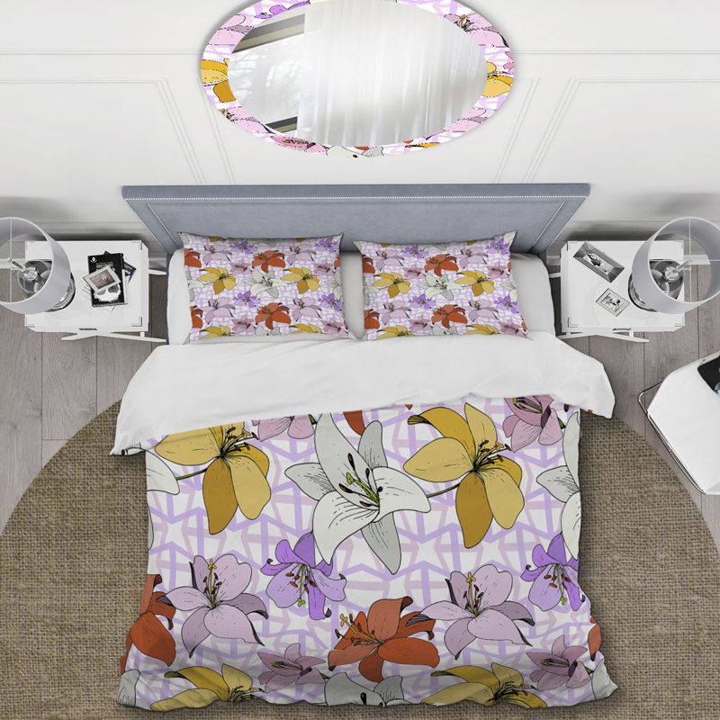 Multicolor Botanical Flowers - Ensemble de housse de couette floral - Polyester microfibre