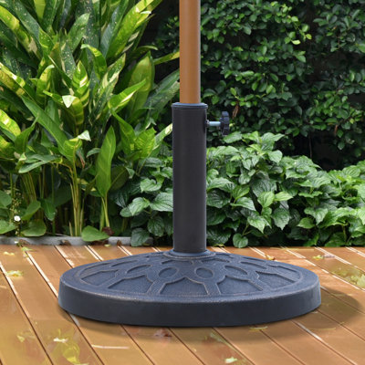 Porte-parapluies en résine 26 lb avec motif décoratif pour patio, pelouse 1,5 po et 1,89 po compatible avec les poteaux en bronze de 18 po, cour arrière ronde et design