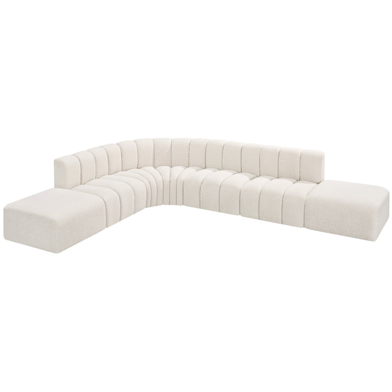 Canapé et méridienne rembourrés Hréfna, Tissu crème bouclé