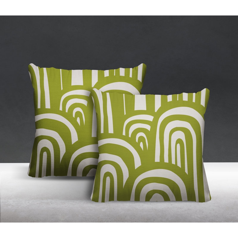 Abstract Outdoor Reversible Throw Pillow, 17H" x 17W", Chartreuse