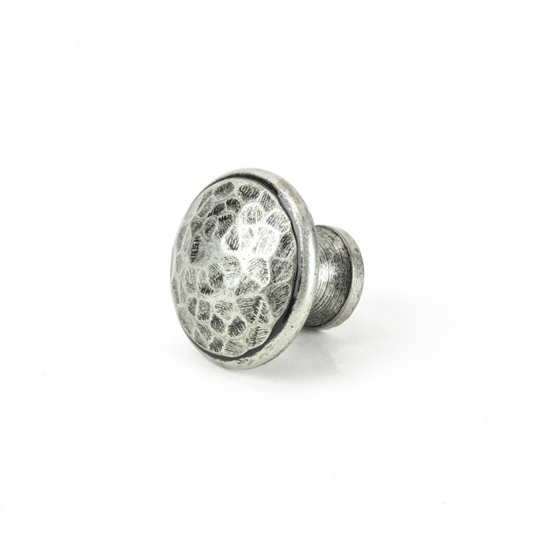 Hammered 30mm Diameter Round Knob, Pewter Patina