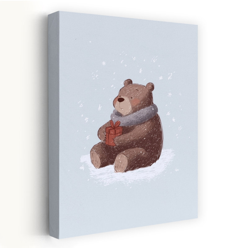 «Sweet Winter Bear», impression d'art mural abstrait paysage contemporain, H 48 po x l 32 po