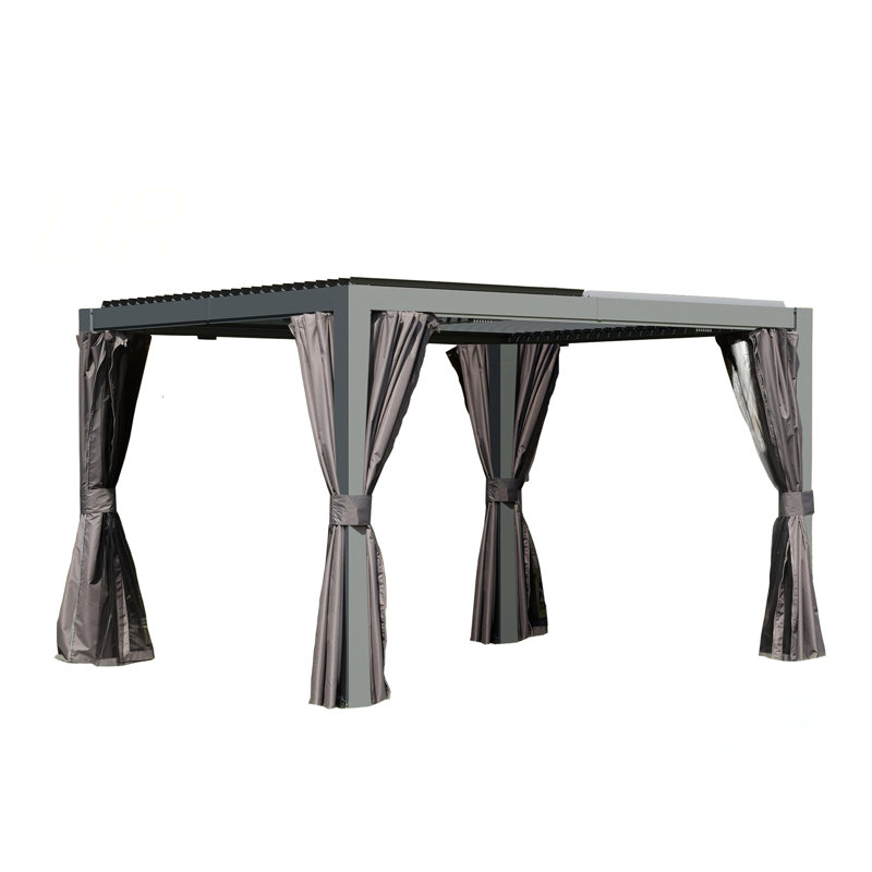 Pergola d'extérieur 10 x 12 pi avec persiennes réglables, Gris