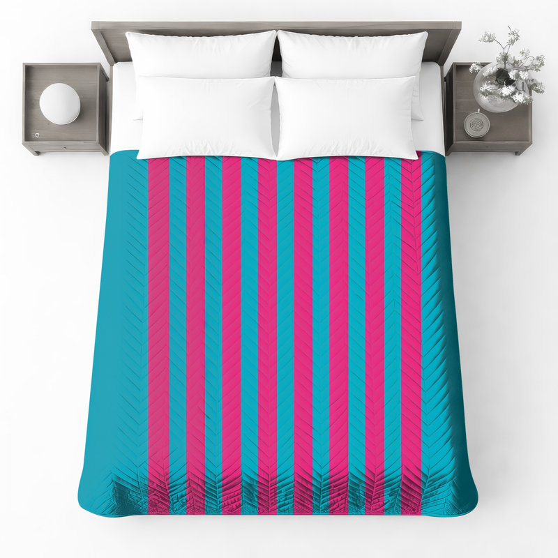 Vibrant Stripes Polyester Striped Bedspread, Twin