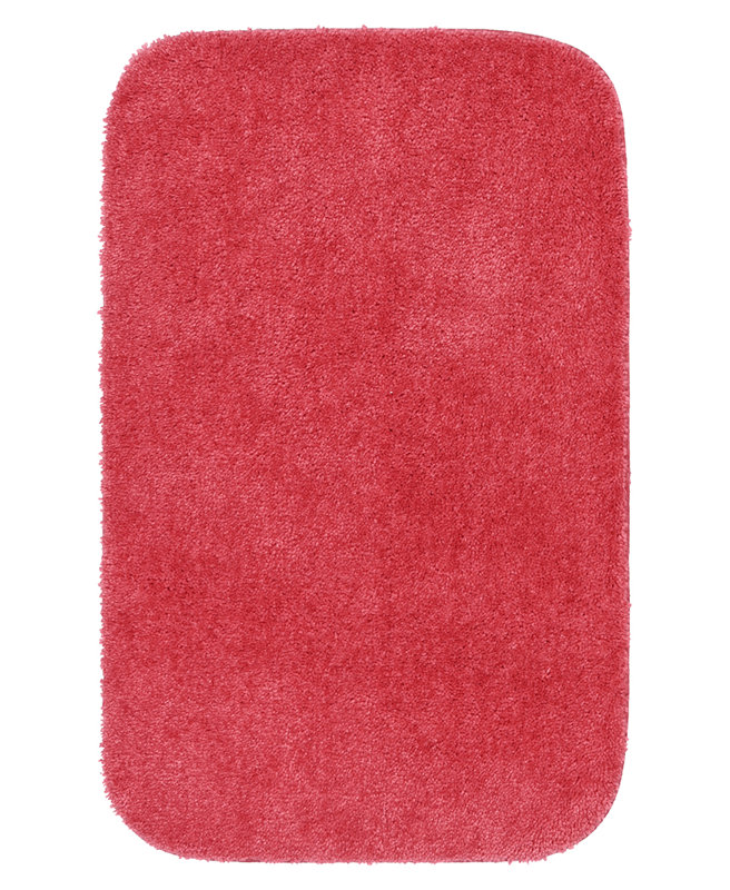 Mccluney Traditional Nylon 2 Piece Bath Rug Set with Non-Slip Backing, Pink Hibiscus
