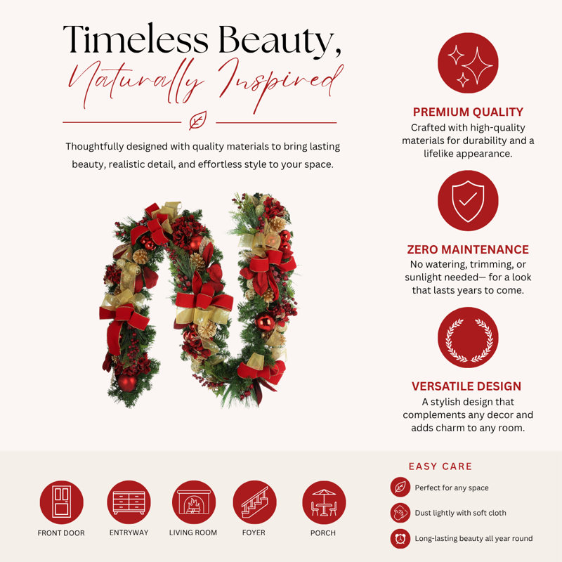 Red And Gold Magnolia Garland
