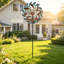 Double tour de vent à double couche, sculpture de vent rotative en métal à 360 ° avec motif de feuilles, décoration de jardin imperméable pour le patio, la pelouse et la cour