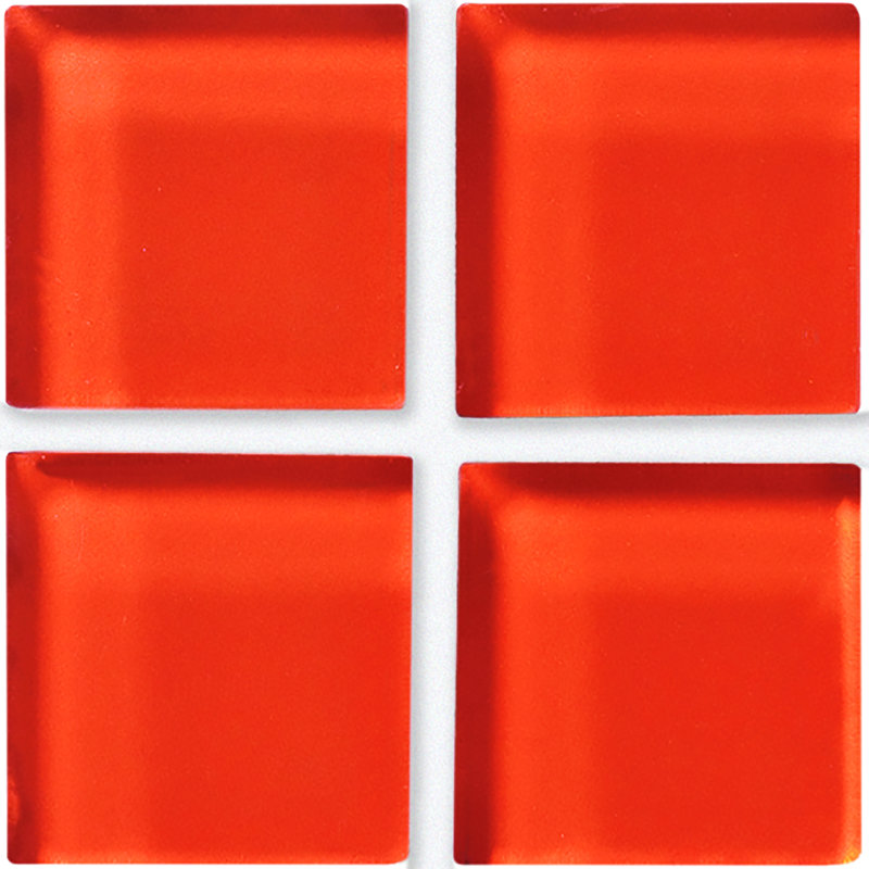Torch Song 1'' W x 1'' L Glass Tile Mosaic Sheet, Orange