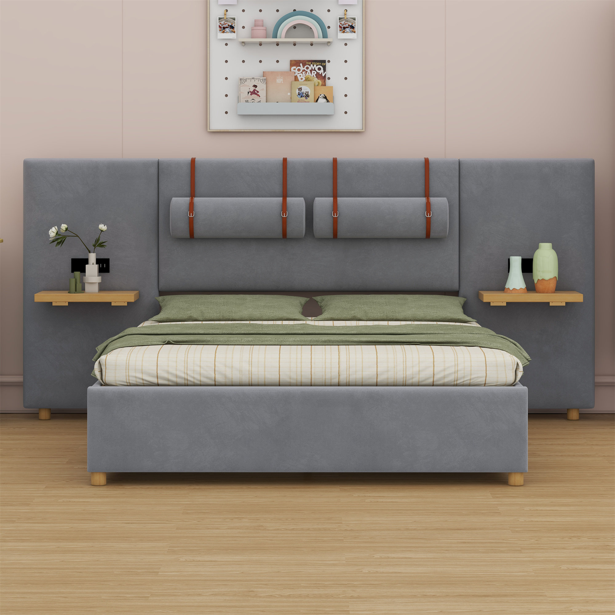 Latitude Run® Upholstered Platform Bed, Two Outlets And USB Charging ...