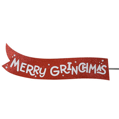 Animated Grinch Sleigh Tree Topper with Banner - Merry Grinchmas