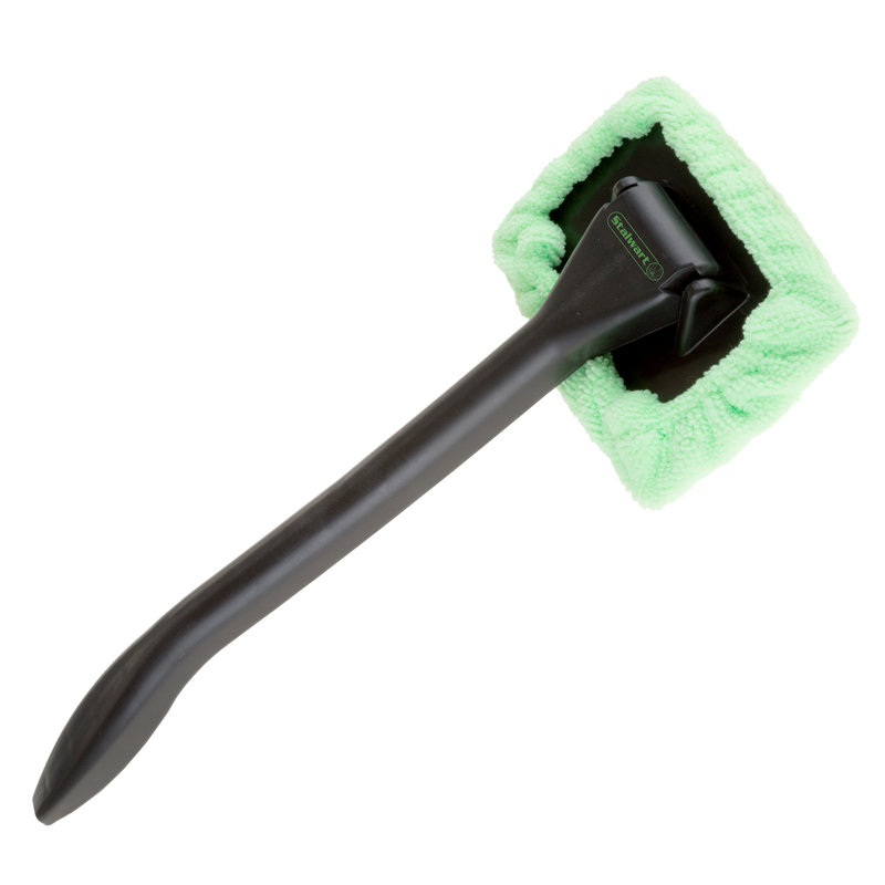 Nettoyant pour vitres et pare-brise - Outil en tissu de microfibre lavable à la machine sur la poignée avec tête pivotante pour le nettoyage du verre de voiture et de véhicule récréatif par Stalwart (Vert)