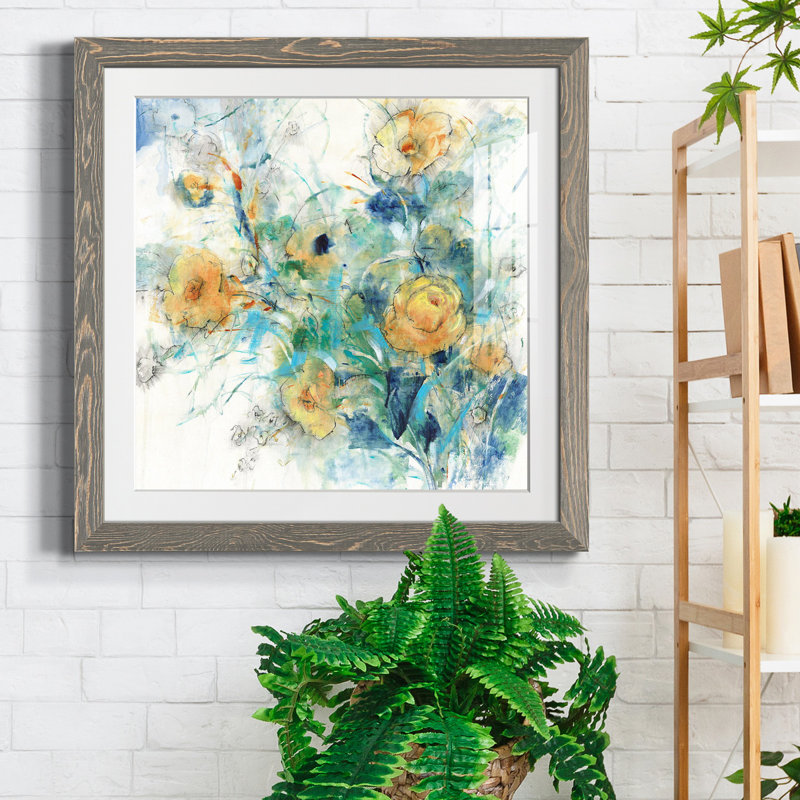 «Flower Study II», reproduction encadrée de qualité supérieure - prête à être accrochée, Cadre en papier gris, Blanc