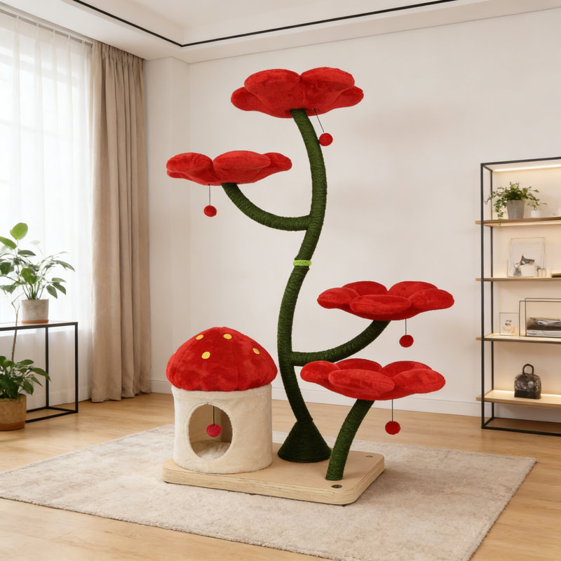 Simple and Creative Red Cat Climbing Frame
