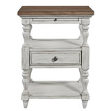 Harlowe 1 Drawer Nightstand - Antique White and Brown
