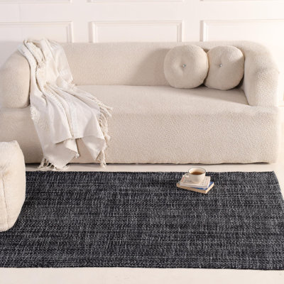 Herringbone Woven Cecelia | Reversible Boho Farmhouse Carpet for Living Room, Bedroom, Kitchen & Entryway | 4' x 6' | Black & White