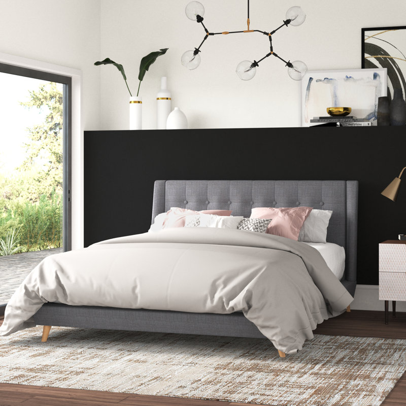 Milazzo Upholstered Platform Bed, Gray, Queen