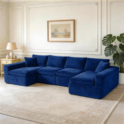 Modular Sectional Cloud Couch for Living Room - 130" Modular U Shaped Sectional Couch, No Assembly Compression Sofas, Comfy Floor Sofa with Memory Foam