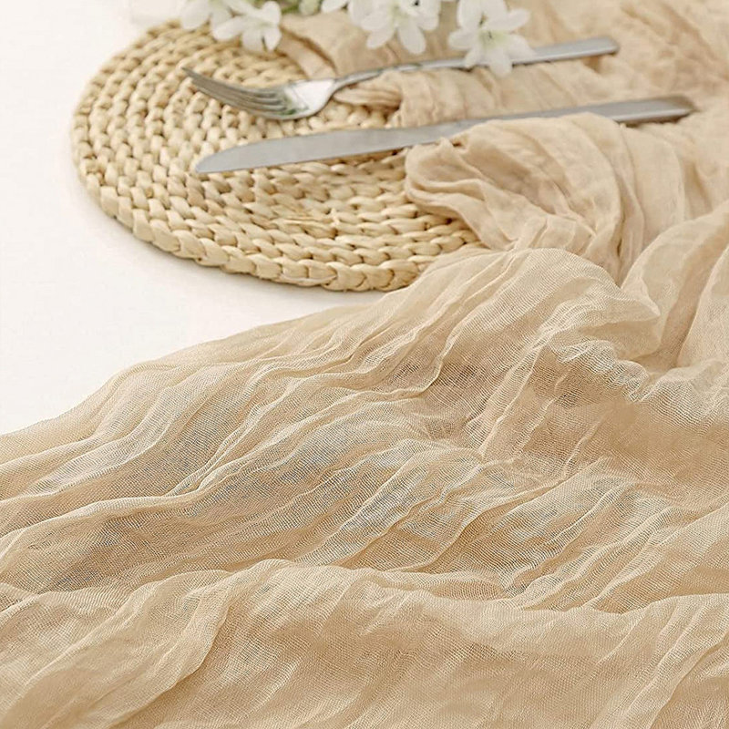 Chemin de table rectangulaire en polyester Nini, Ivoire