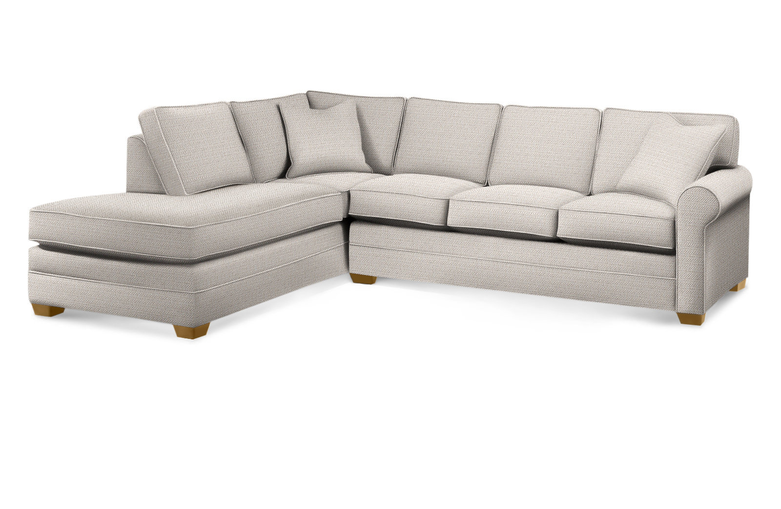Bedford Upholstered Sectional, White Textured Performance; 0865-91, Left Hand Facing, Havana Finish