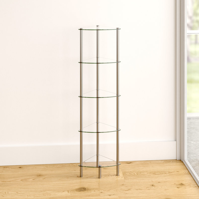 Polo 135cm H x 38.5cm W Steel Corner Bookcase, Clear