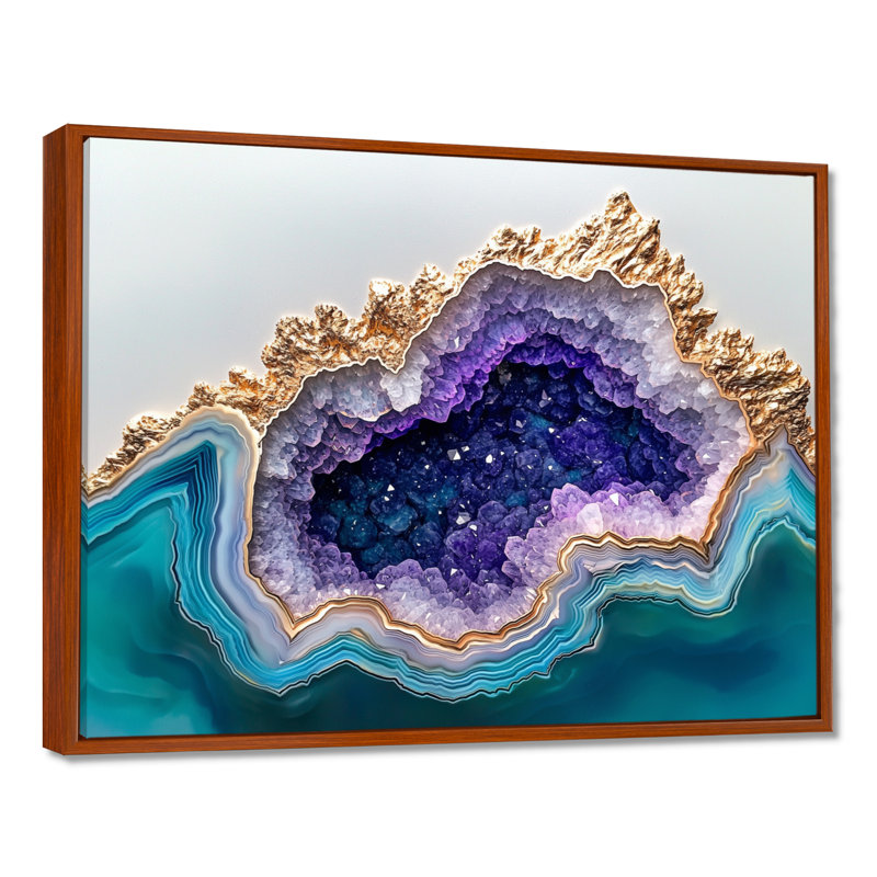 Agate Dream River VI - impression sur toile Geode Stone, Brun, H 12 po x l 20 po, Reproduction avec cadre flottant