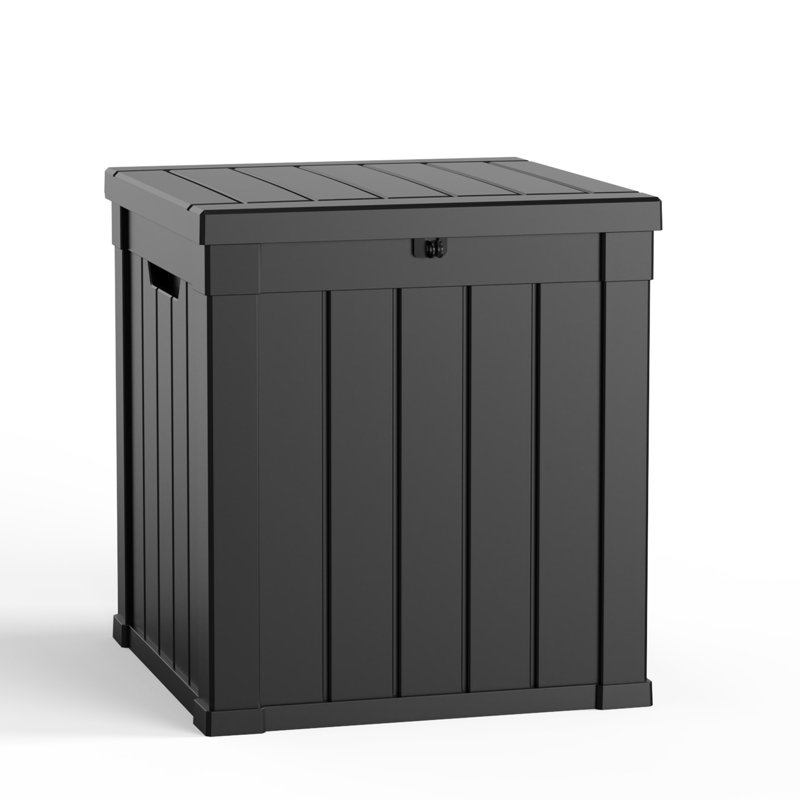 50 Gallon Outdoor Plastic Deck Box with Lid, Weather-Resistant Storage for Patio Furniture, Pool Toys & Garden Tools, Black