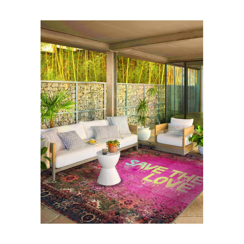 Tapis décoratif à motif texturé à motif texturé Love, Sous-tapis rectangulaire de 3 pi 3 po x 4 pi 11 po