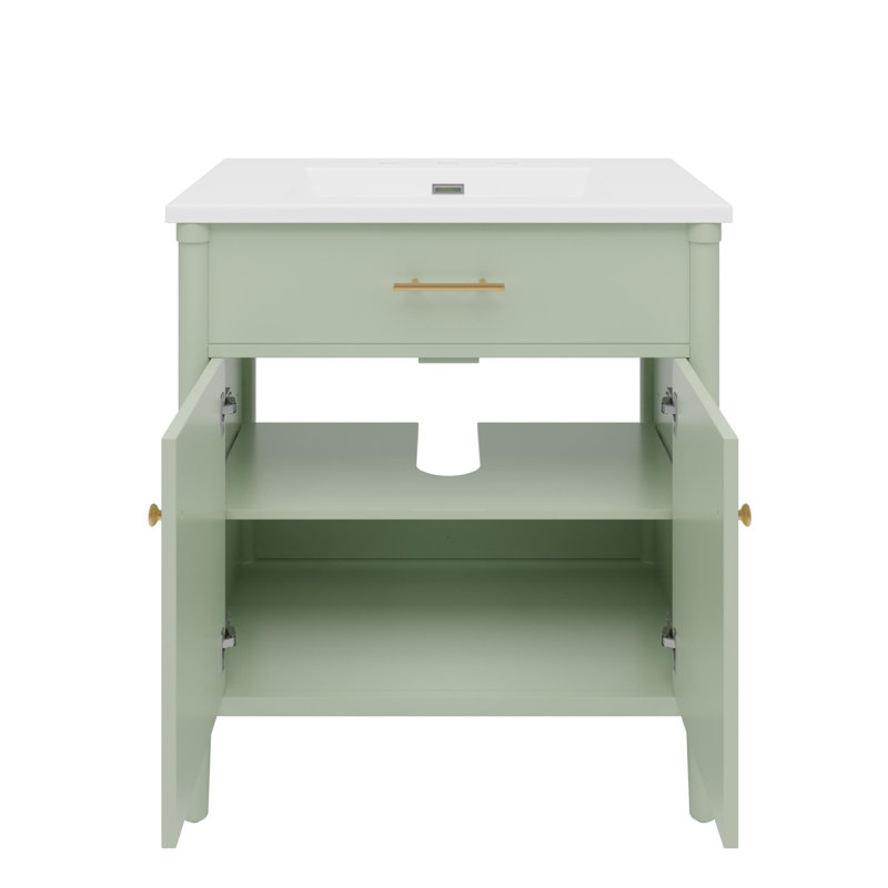 Meuble-lavabo à profil courbé, Vert