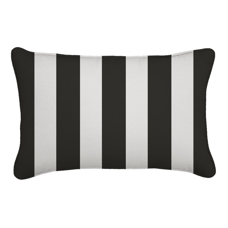 Striped Sunbrella® Reversible Throw Pillow, 13", 21", Cabana Classic Black Stripe Sunbrella®
