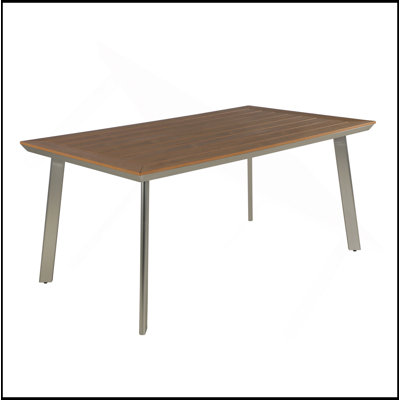 Leeds Outdoor Dining Table With Faux Wood Top And Rust-Proof Aluminum Frame, Perfect For Patio And Garden Settings