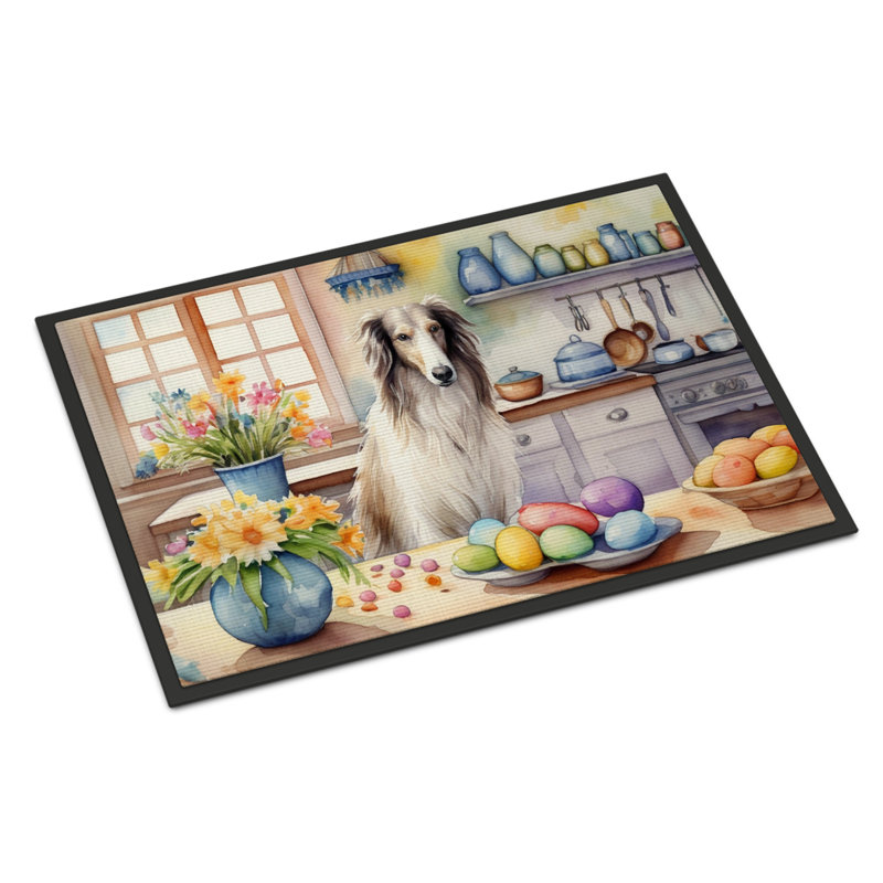 Decorating Easter Borzoi Doormat, 24" W x 36" L