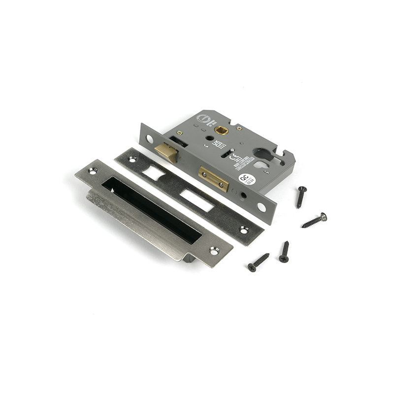 Polished Bronze 3" Euro Profile Sash Lock, Pewter Patina